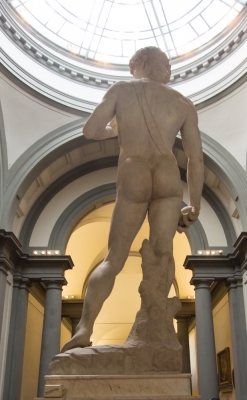 Cheeky view of David by Michelangelo - Florence, Italy